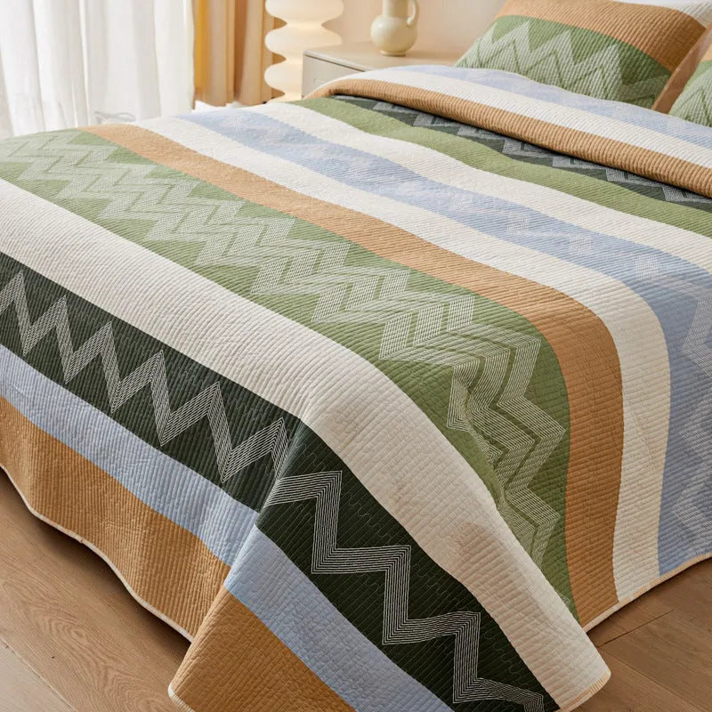 Pure cotton printed bed sheet set in bedspread style for 2.2 metre beds