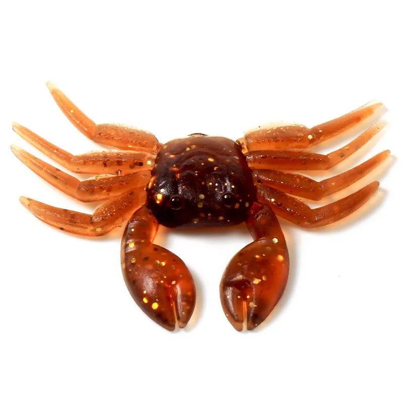 8cm PVC artificial crab fishing lure in brown and red colour options