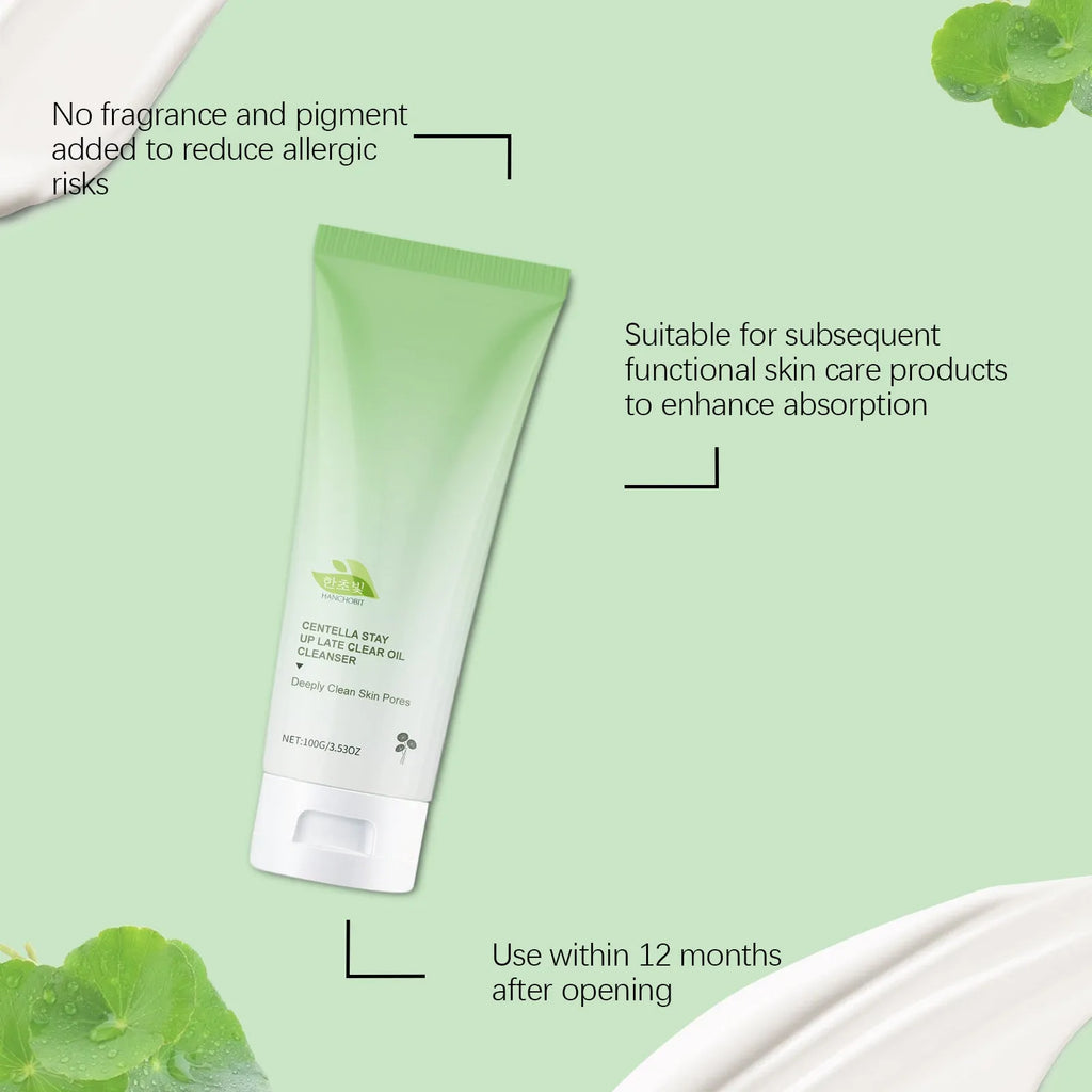Close-up of a 100g tube of Centella Stay Up Late Clear Oil Cleanser