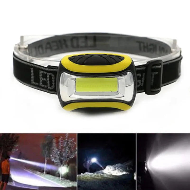 Yellow plastic three-speed COB LED headlamp for outdoor activities