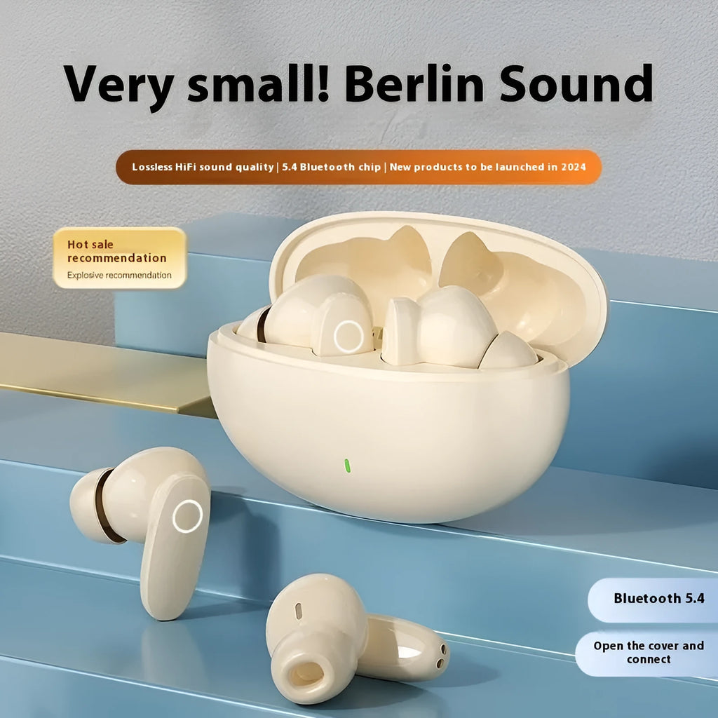 Wireless Bluetooth headset with noise reduction, in-ear sports style, black colour