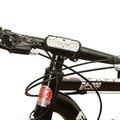 Black bicycle headlight with 350 lumen XPG-LED mounted on handlebars