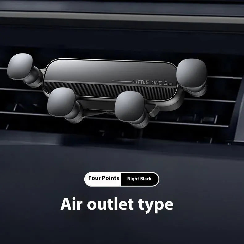 Gravity damping car air outlet phone mount in elegant silver with 17mm ball head sucker and 48g weight