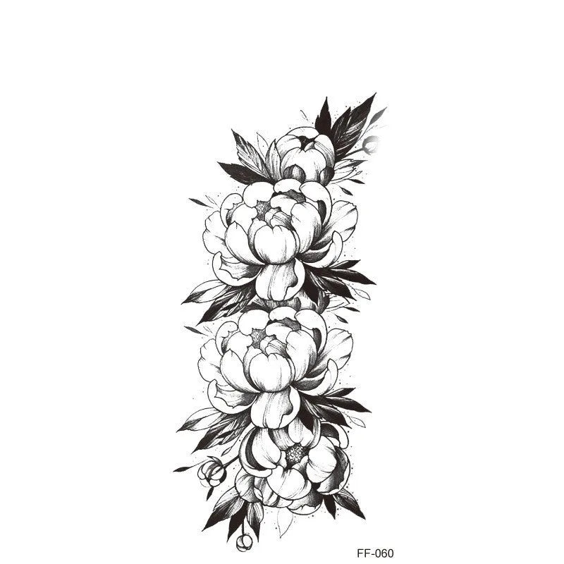 Plain flower tattoo sticker with geometry pattern using water transfer printing in multiple style options