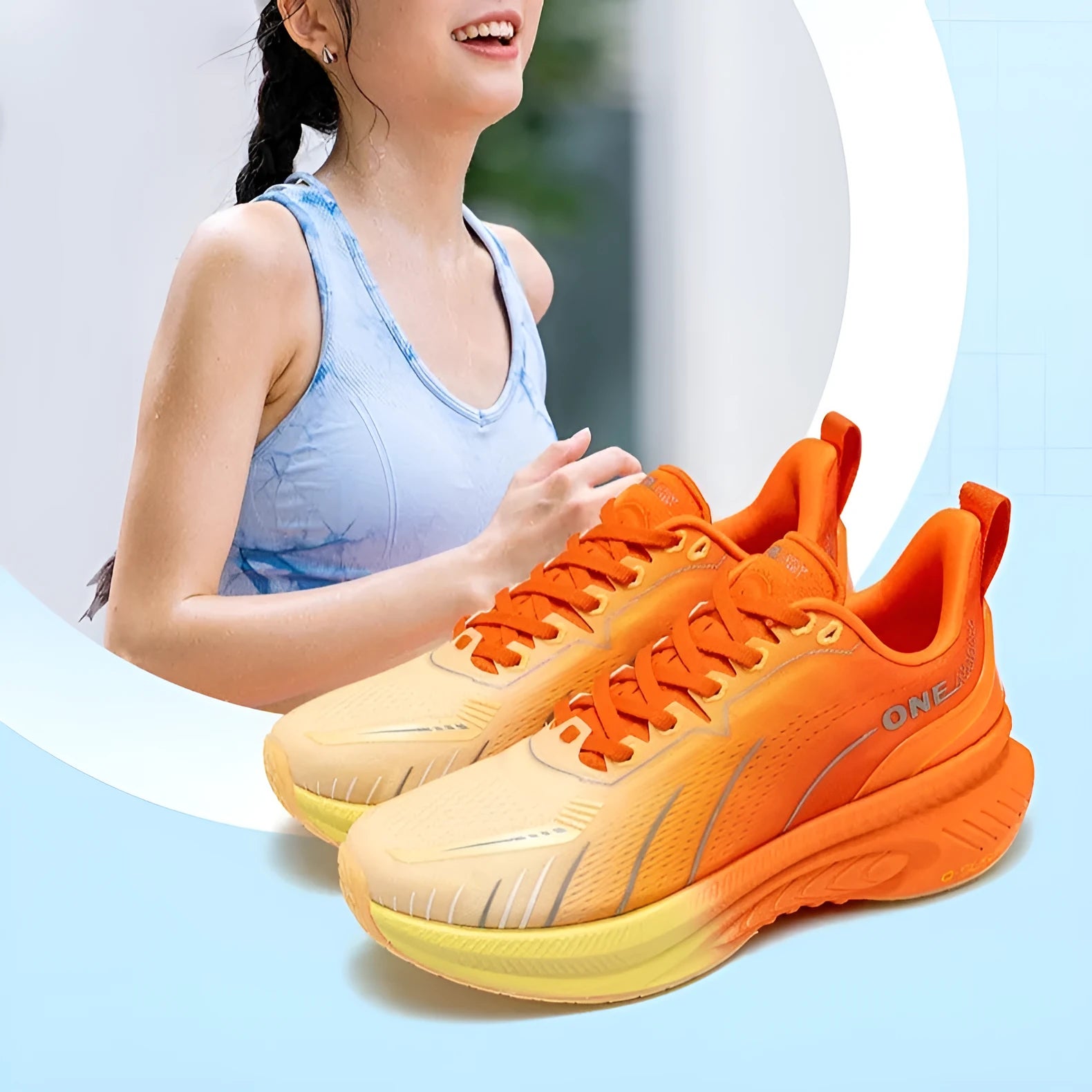 Men's low-top running shoes in assorted colours with PU mesh upper and rubber sole.