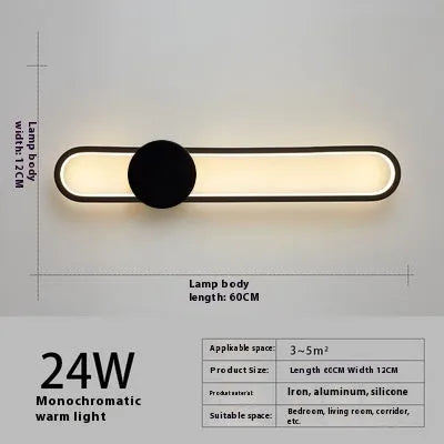 Modern minimalist round wall lamp with iron shade in black or gold finish, 60cm diameter