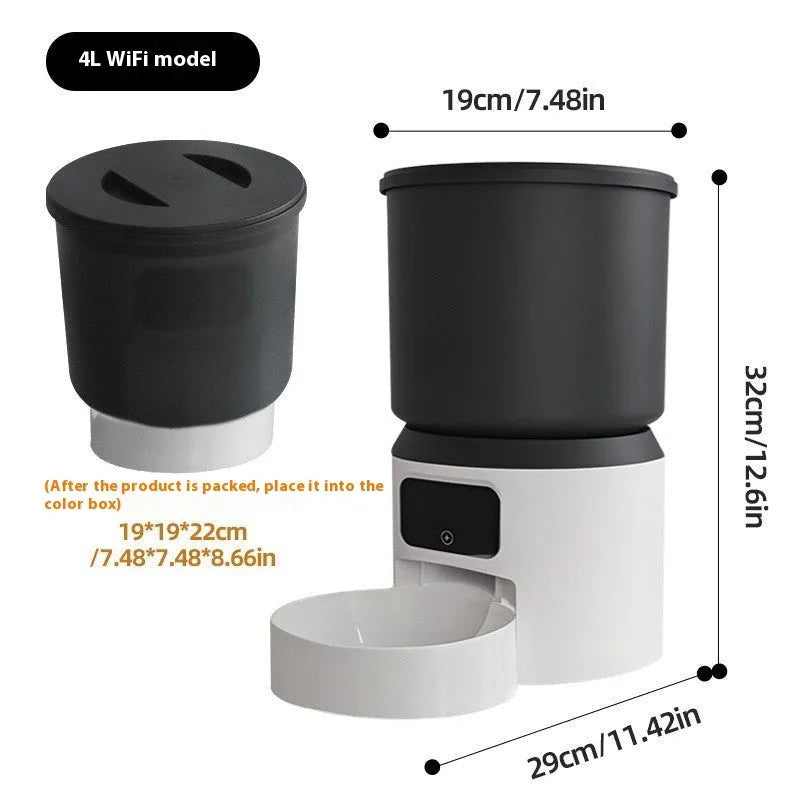 4L smart pet feeder with WiFi control and stainless steel bowl option