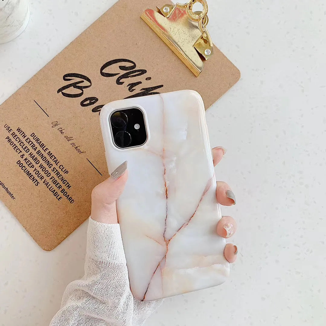 Frosty marble silicone phone case back cover with geometric pattern for iPhone models, available in multiple colours