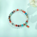 Women's natural agate bracelet with colourful sugar heart glaze and copper coin snake chain in symbolic designs