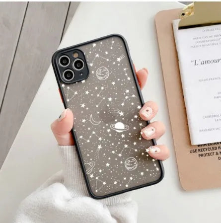 iPhone case with integrated crystal eye massager in black and white colour options