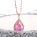 Women's drop shape necklace with geometric rhinestone pendant in multiple colour options