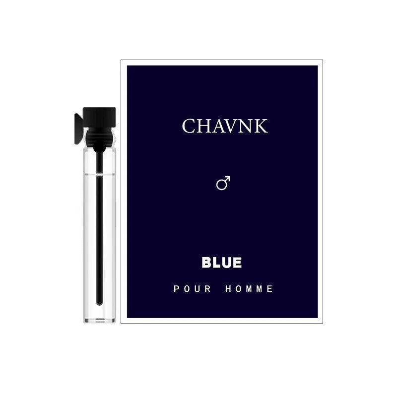 Men's perfume bottle in Black or Blue with woody sandalwood and cedar notes, available in 100ml, 50ml, and 30ml