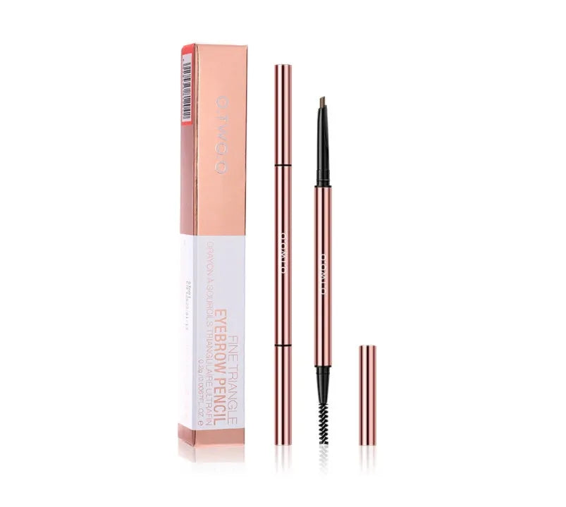 Eyebrow pencil set showing six colour options in colour box packaging.
