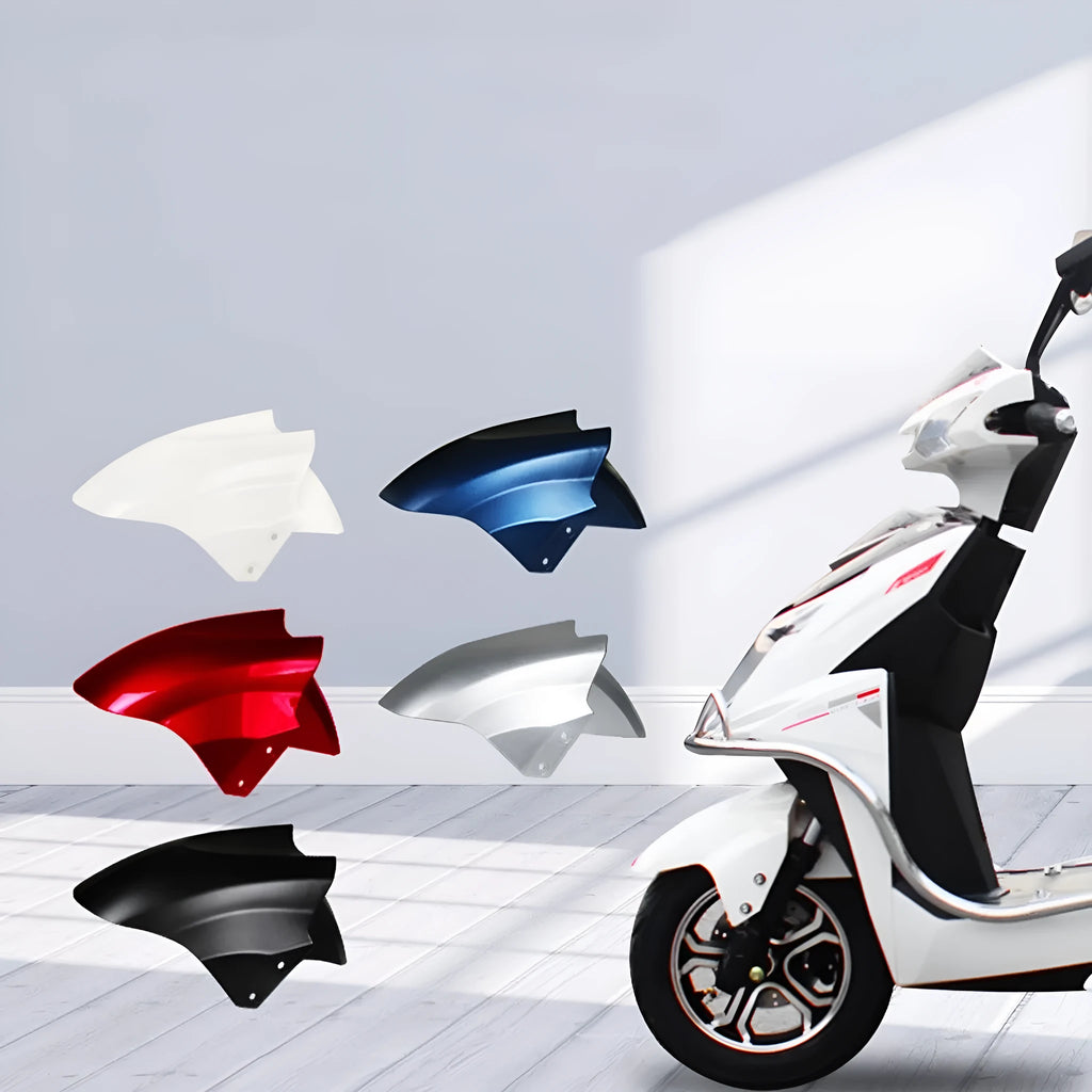 Electric car front wheel fender made from ABS plastic in bright white and magnificent red colours