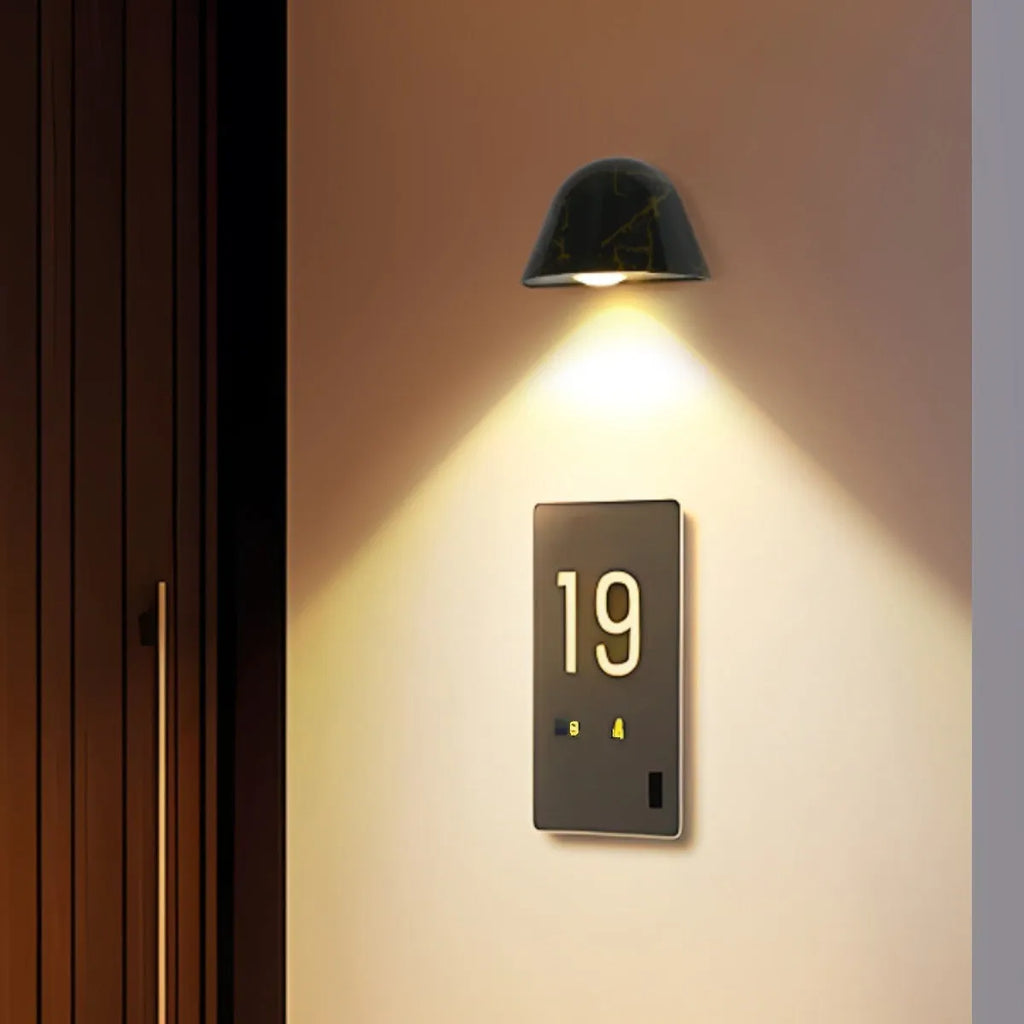 IP65 outdoor wall lamp in aluminium with 5W LED and choice of black, platinum, black gold, spot white, or ceramic white finish