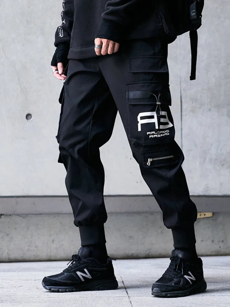 Men's 100% polyester cargo trousers in Army Green with side pockets and drawstring waist