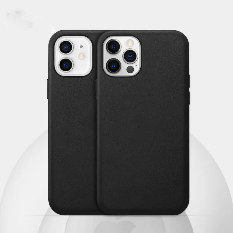 Real cowhide leather iPhone case with magnetic feature in multiple solid colours