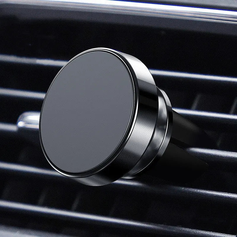 Aluminium alloy magnetic car phone holder in black, gold, or silver colour with CD texture finish