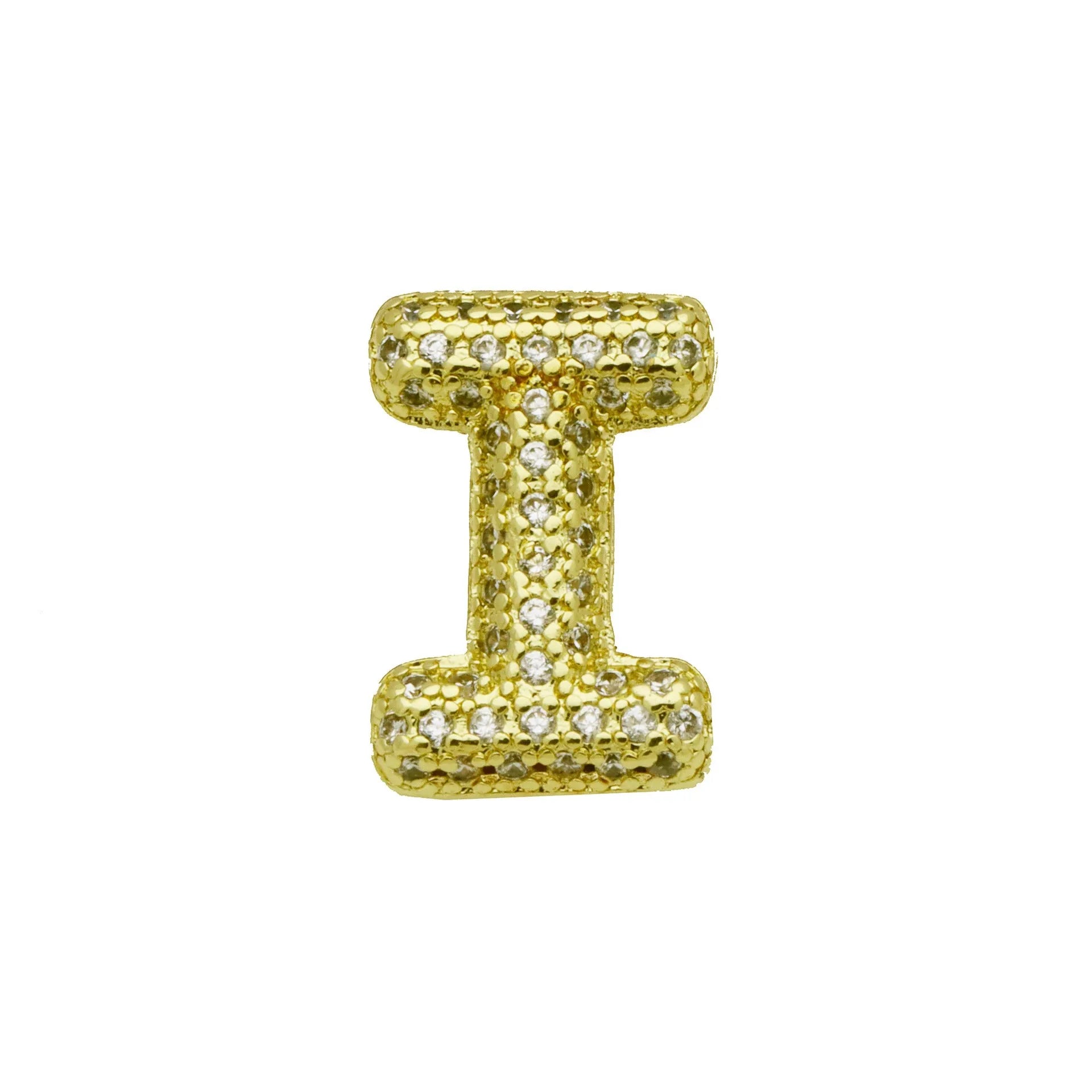 Copper letter bracelet with zirconium inlay showing detailed English character modelling in gold finish