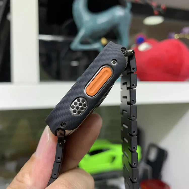 Carbon fibre aramid fibre watch case in matte black for 49mm smartwatch