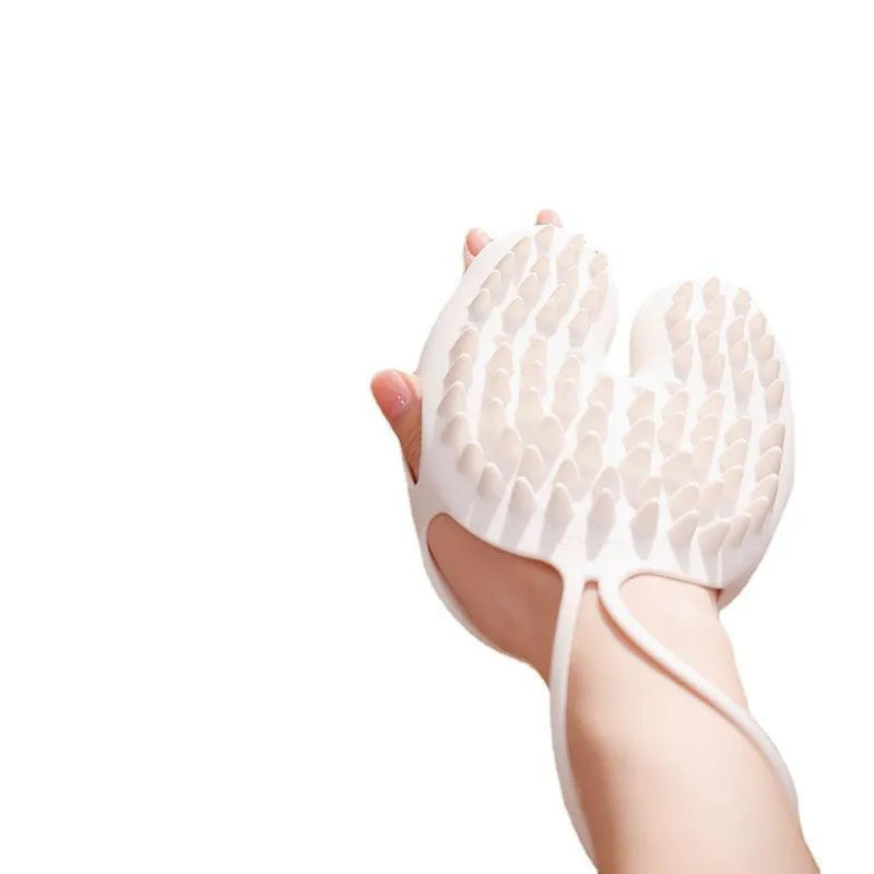 White silicone pet grooming gloves with dimensions L:374x140x54.5mm for dogs and cats