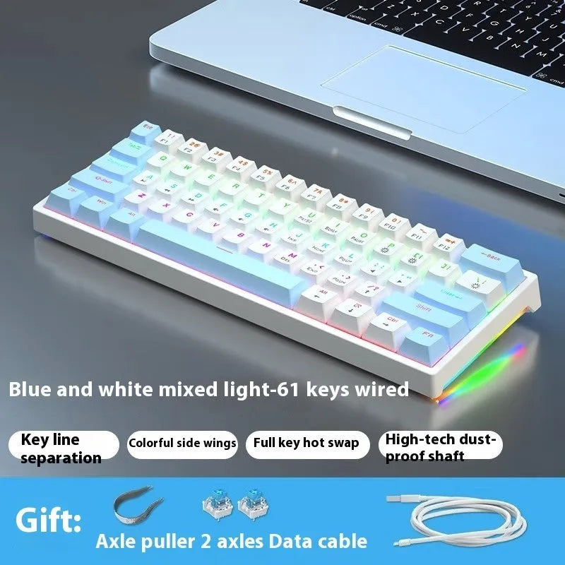61-key mechanical keyboard with multiple colour options and hot-plug switch functionality