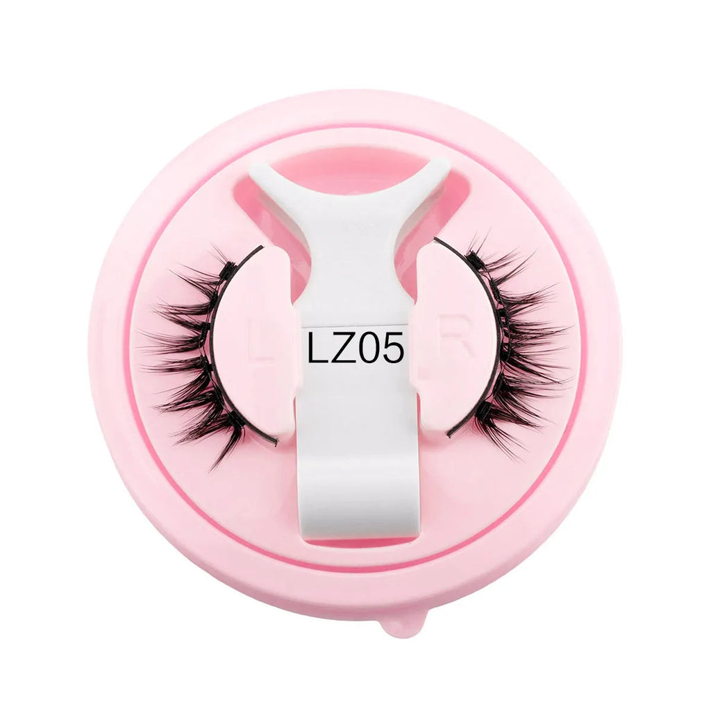 Reusable waterproof false eyelashes with glue-free design in five natural thickness styles