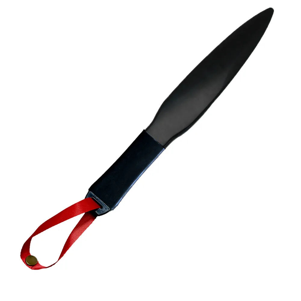 Blue handled nylon dog break stick for training, shown next to a measuring tape indicating 35 cm length.