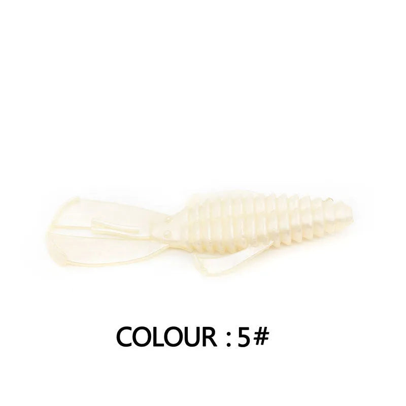 PVC fishing soft bait lure showing two size options: 8cm and 12cm versions in multiple colour patterns