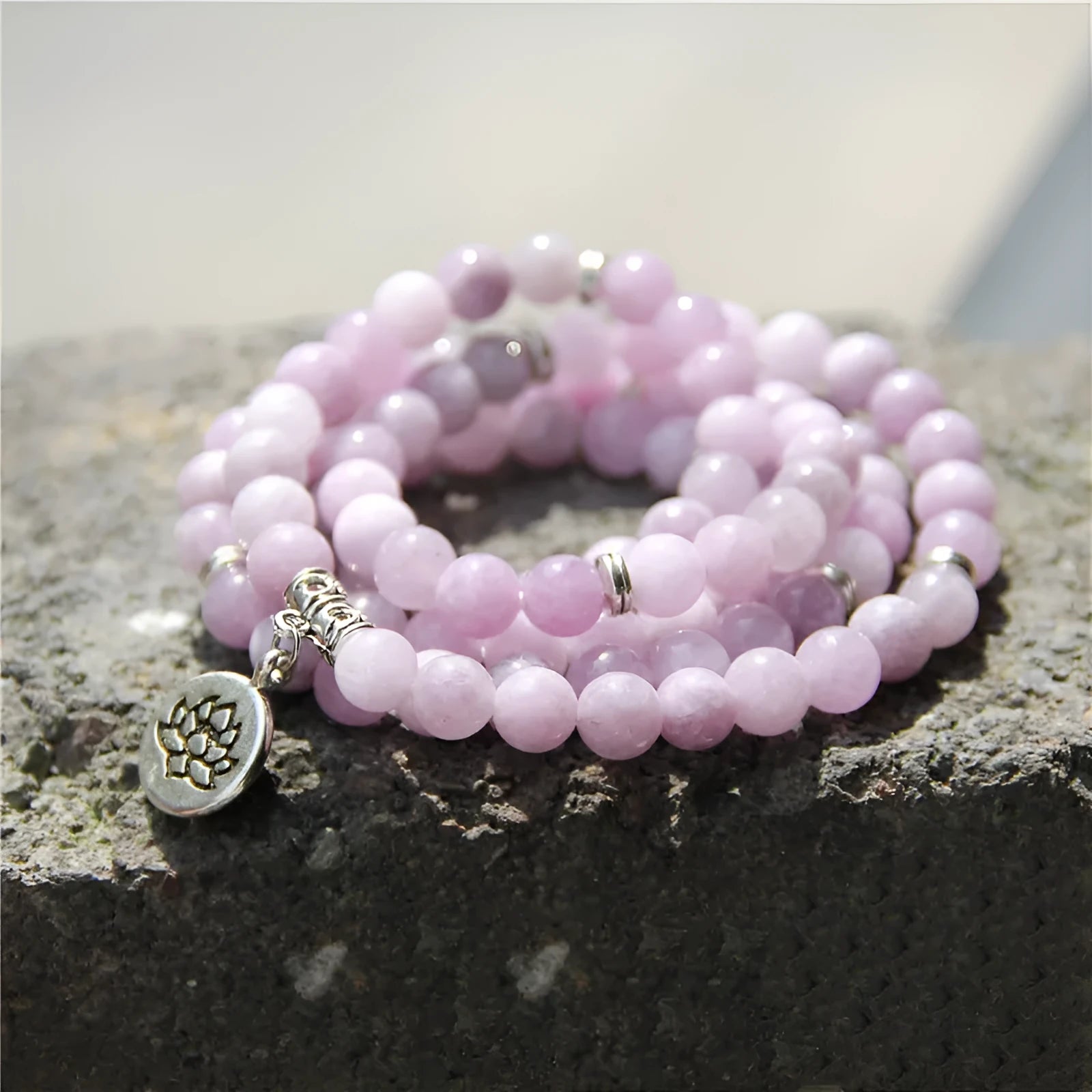 Geometric natural stone bracelet with angel echeveria and lotus design for women in various colours