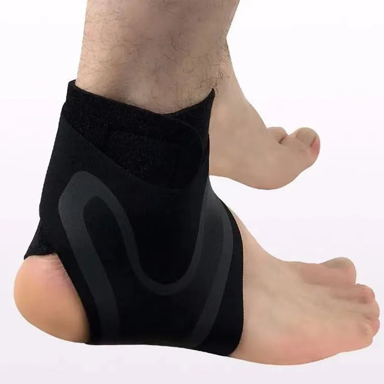 A left-foot or right-foot specific ankle support brace for adult sports like running and basketball