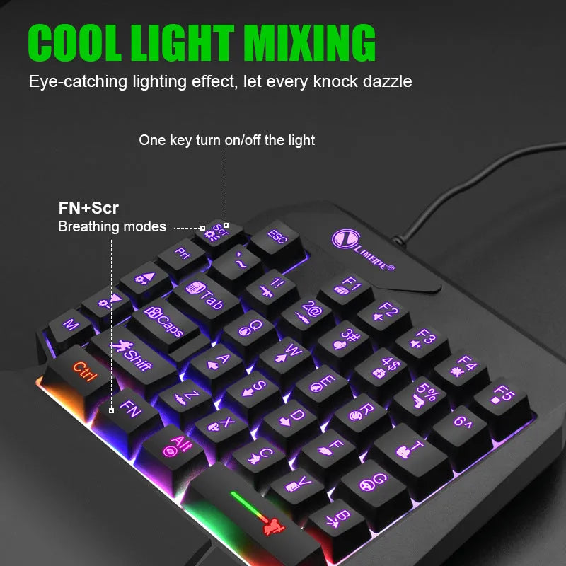 GK103S luminous one-handed mechanical keyboard and mouse converter in ABS plastic with 1.2 line length