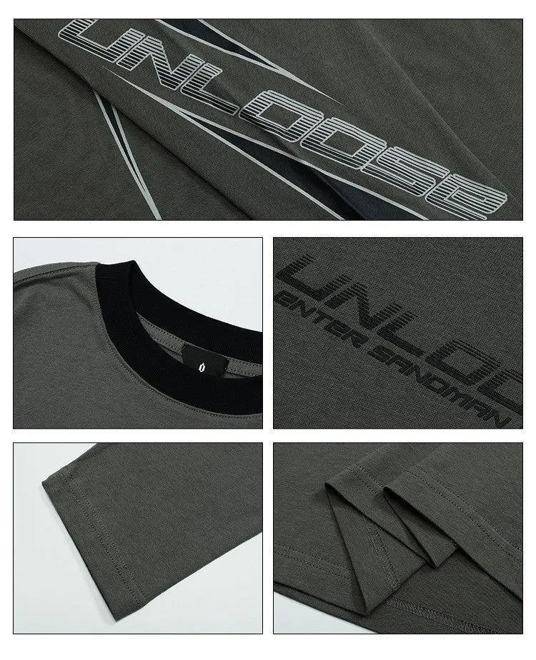 Cotton drop shoulder pullover in grey khaki colour with round neck and long sleeves