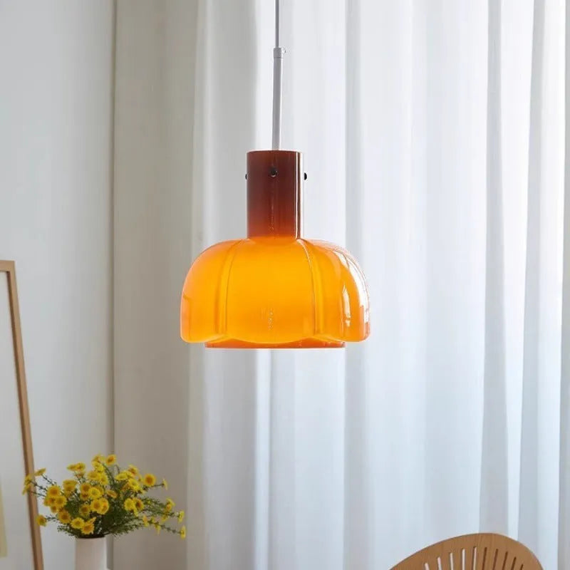 Retro medieval-style glass bud chandelier pendant light in a choice of coloured shades.