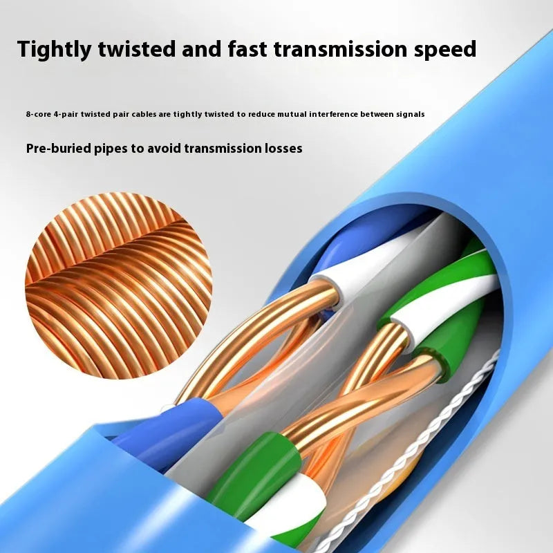 305 metre roll of blue CAT6 network cable with oxygen-free copper core on a spool