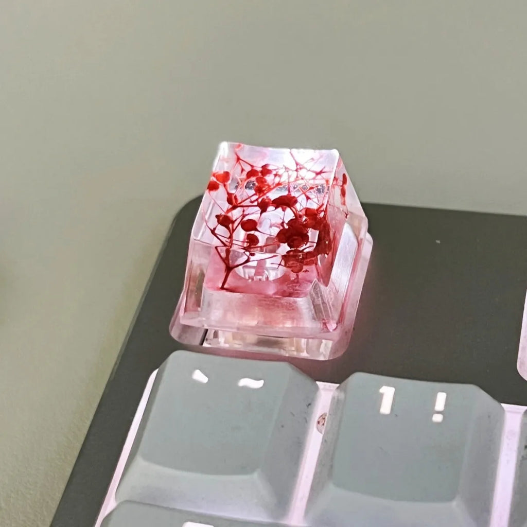 High transparency resin mechanical keyboard keycap with starry sky design in green colour