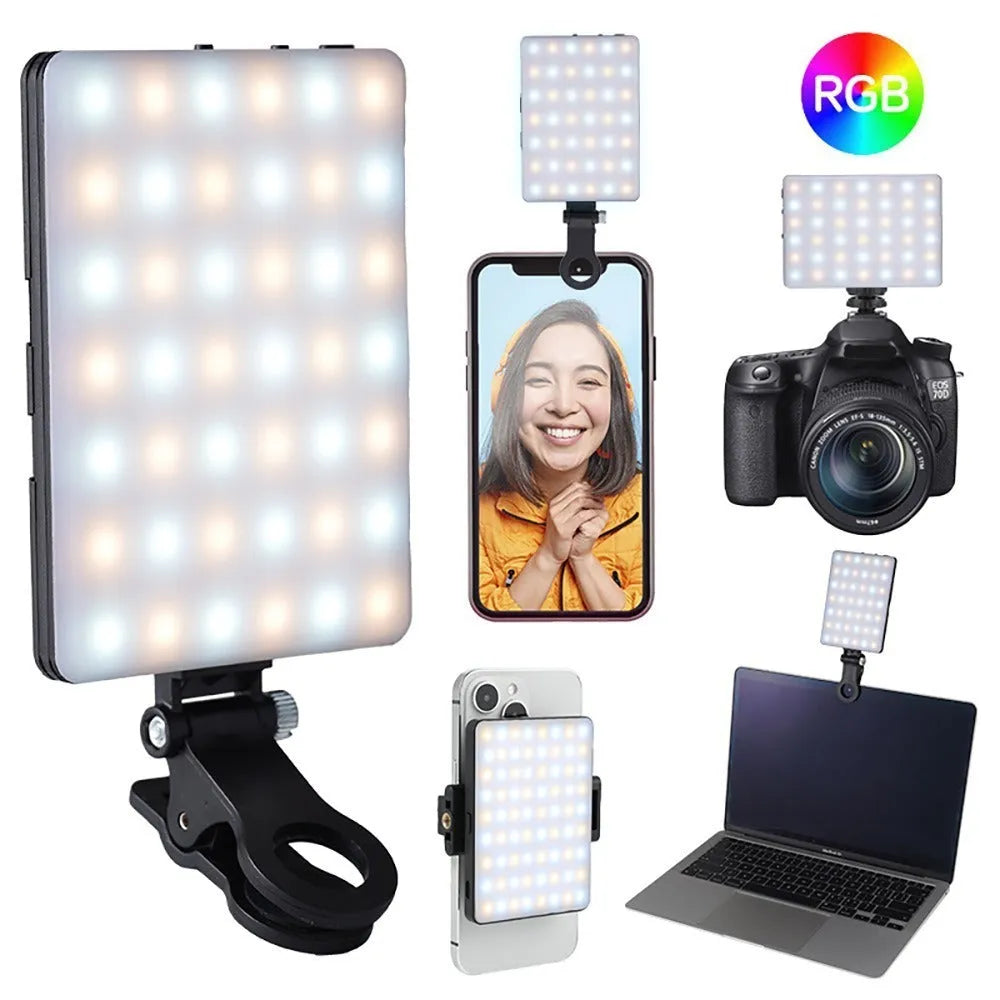 Pocket LED fill light with mobile phone clip attachment for portable photo shooting