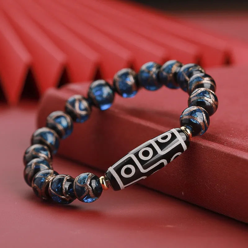 Chinese-style five-colour glaze bracelet with snake motifs and manual beadwork.