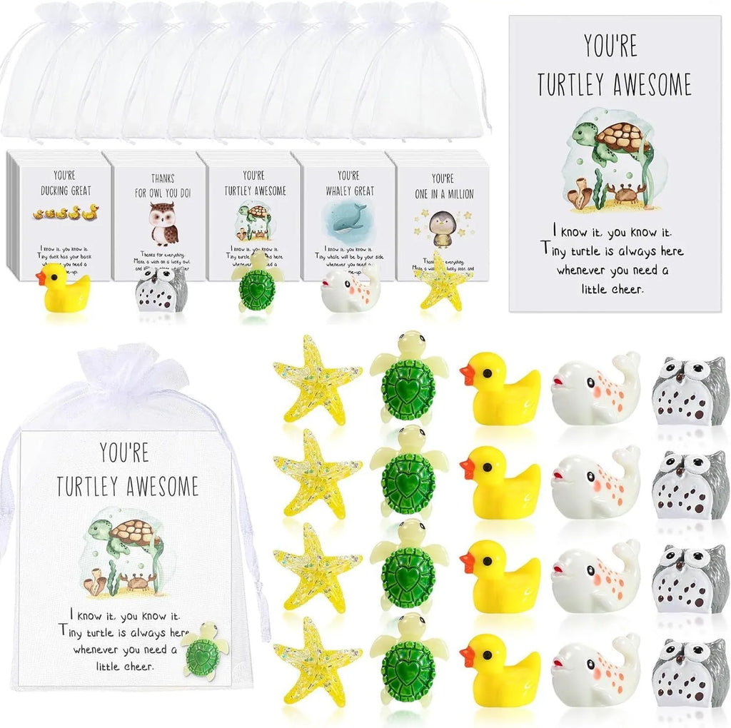 Set of resin memo cards with inspirational pun text, shown in various pack size options.
