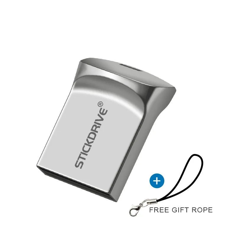 Metal car-shaped USB flash drive on a necklace chain, shown in black and silver colour options.