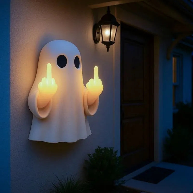 White plastic ghost statue night lamp with modern design for Halloween decoration