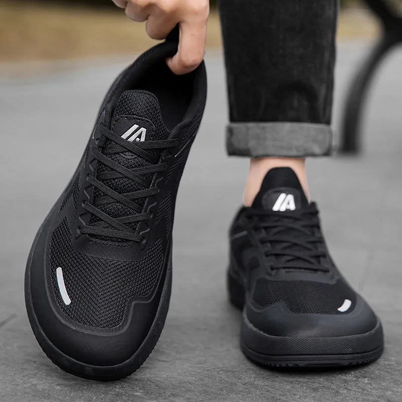 Lightweight mesh surface sneaker in black white or green, low top lace-up casual shoe with rubber flat heel