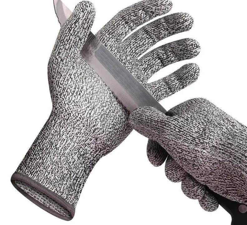 HPPE rubber-dipped cut and stab resistant work gloves in black edge colour