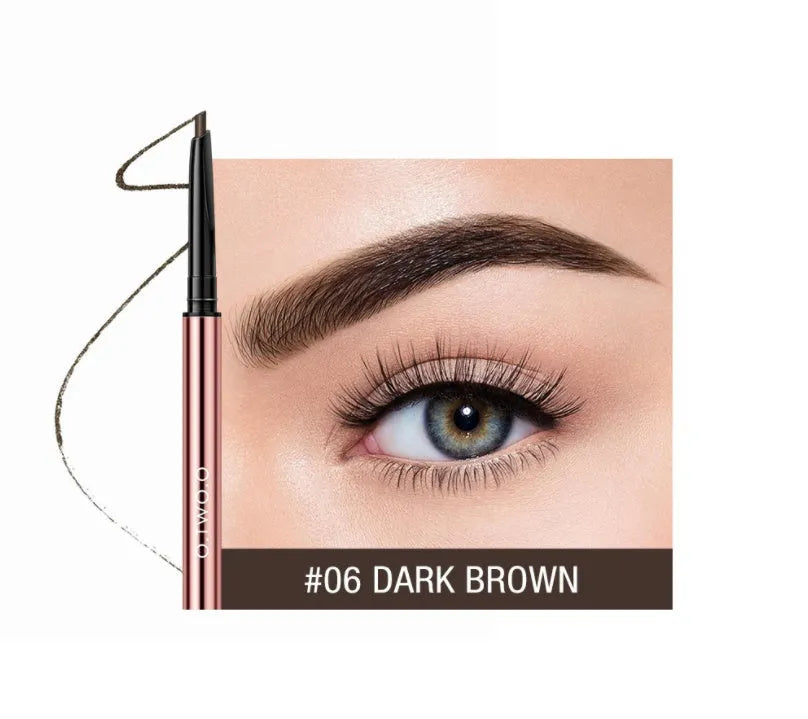 Eyebrow pencil set showing six colour options in colour box packaging.