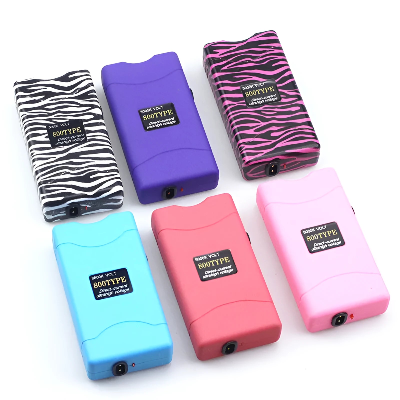 Female self-defense multi-function flashlight in plastic and resin, compact portable design available in multiple colours