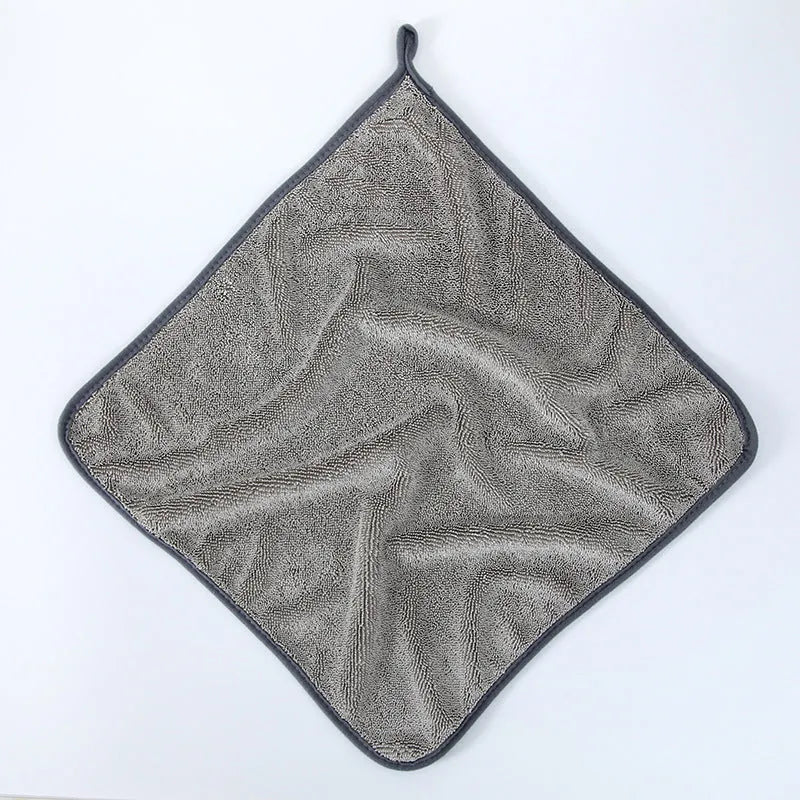 Korean fibre car cleaning cloth in grey colour with small braid twisted texture for automotive glass washing