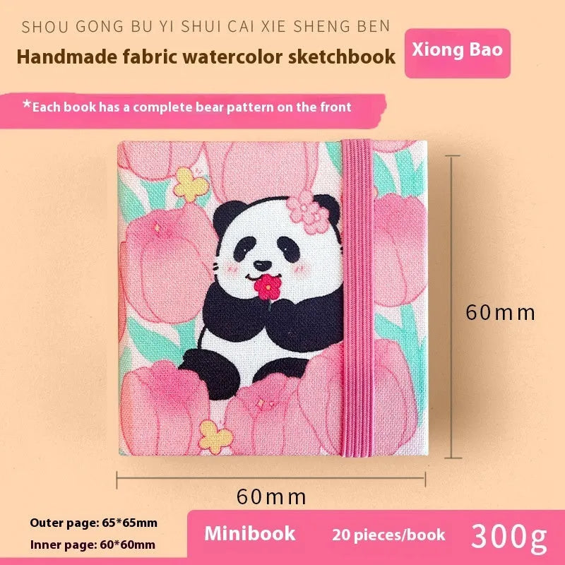 Feiluniao handmade fabric watercolour notebook with cotton paper, 185mm long, shown in a cover design option.