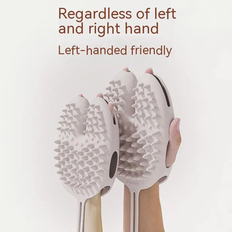 White silicone pet grooming gloves with dimensions L:374x140x54.5mm for dogs and cats