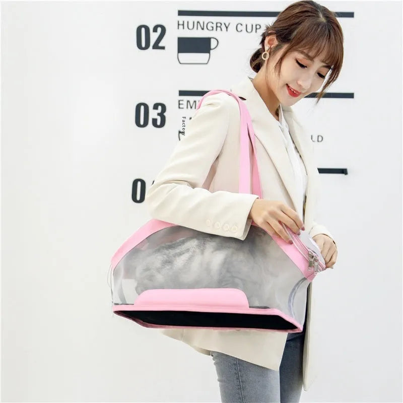 MOORPET medium-hardness leather cat carry bag with 25L capacity in a solid colour