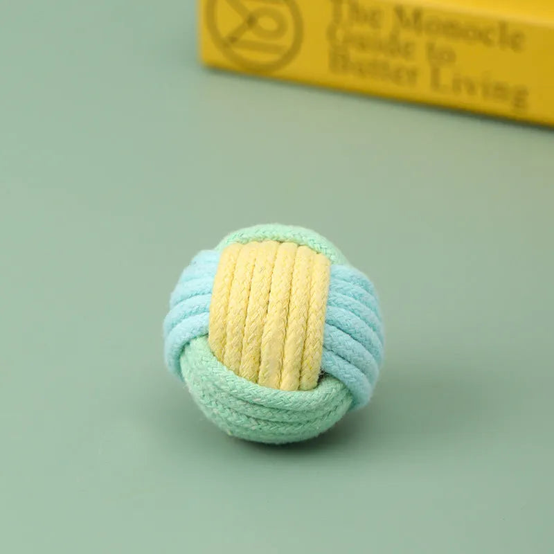 Handmade 5cm cat hair ball plush toy in cotton fabric for teeth grinding and interactive play
